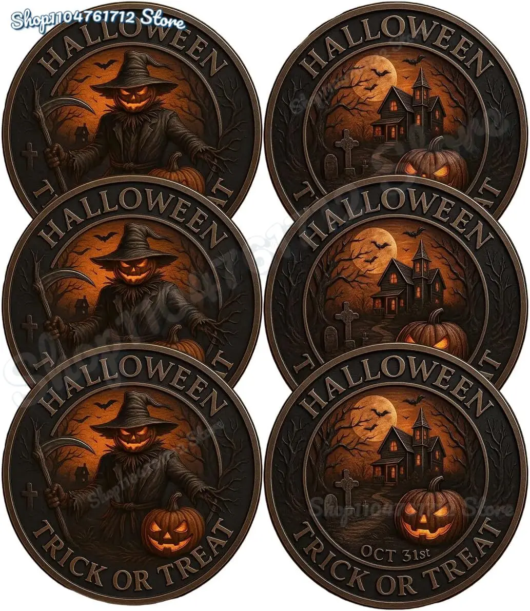 

Halloween Challenge Coin–Scarecrow Pumpkin Reaper Edition,Double Sided Collectible Metal Coin for Halloween Party,Candy Hunt Fun