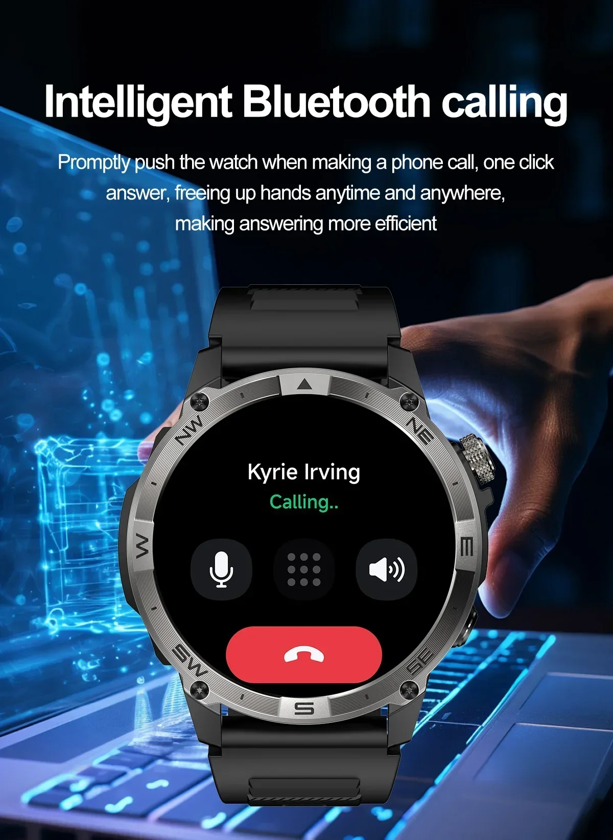 VWAR T-Rex 3 PRO Militärische IP68 Wasserdichte Smartwatch für Herren, Outdoor-Fitness-Tracker, Bluetooth-Anruf, Eingebautes GPS, Sport-Smartwatch – Detail 15