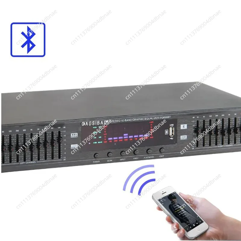 EQ-898BT HIFI Digital HD Stereo Preamplifier Equalizer Built-In USB Bluetooth Home Stage Equalizer Dual 10 Segments 220V