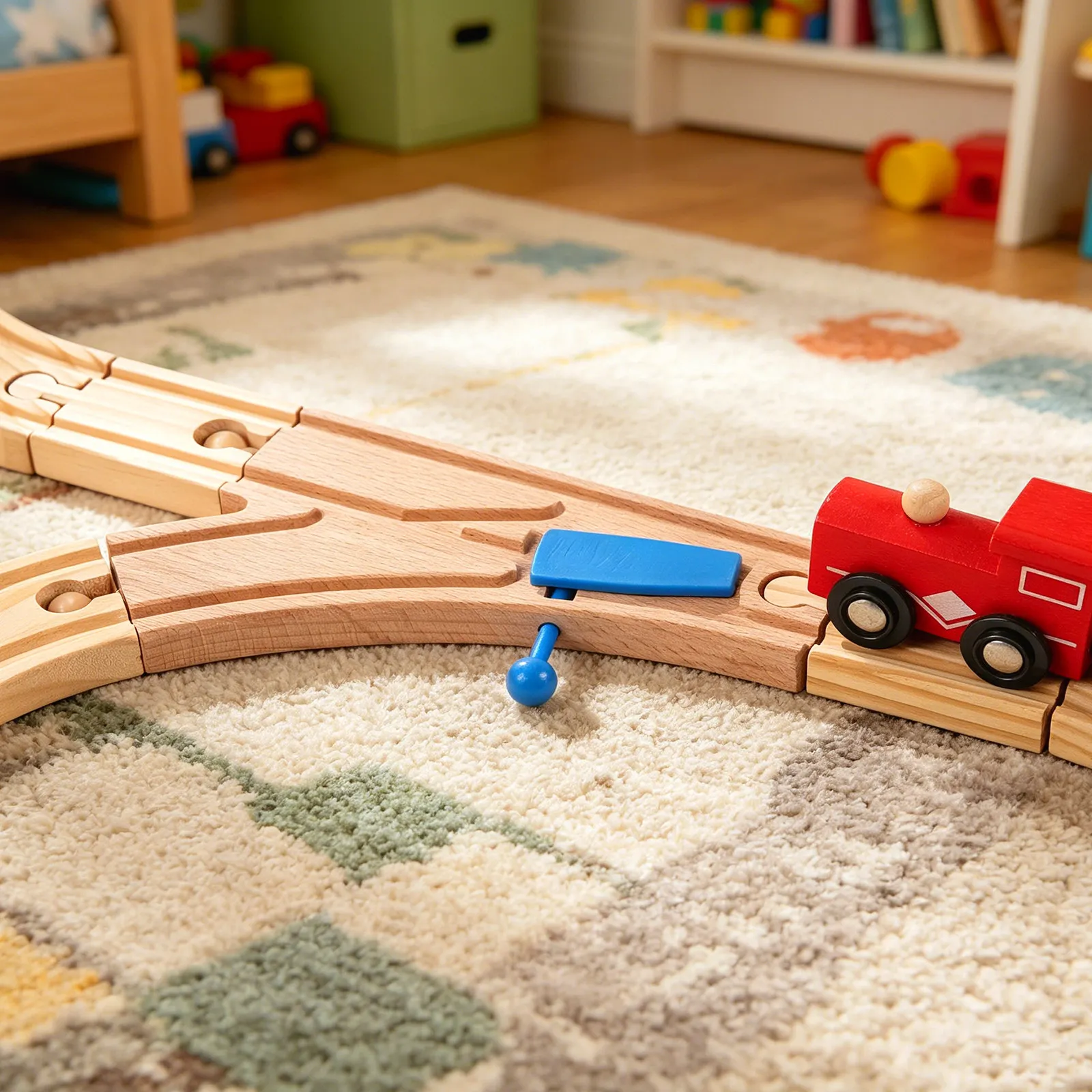 

2Pcs Wooden Train Track Components Curved Switch Connector for Endless Layouts Safe Natural Wood Toddler Train Set Track Scene