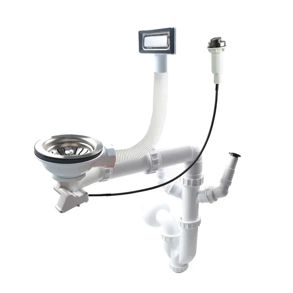 110mm-kitchen-sink-single-basin-drainage-system-with-wall-mounted-hard-pipeline-deodorizing-filter-sink-strainer-hose-drain-pipe