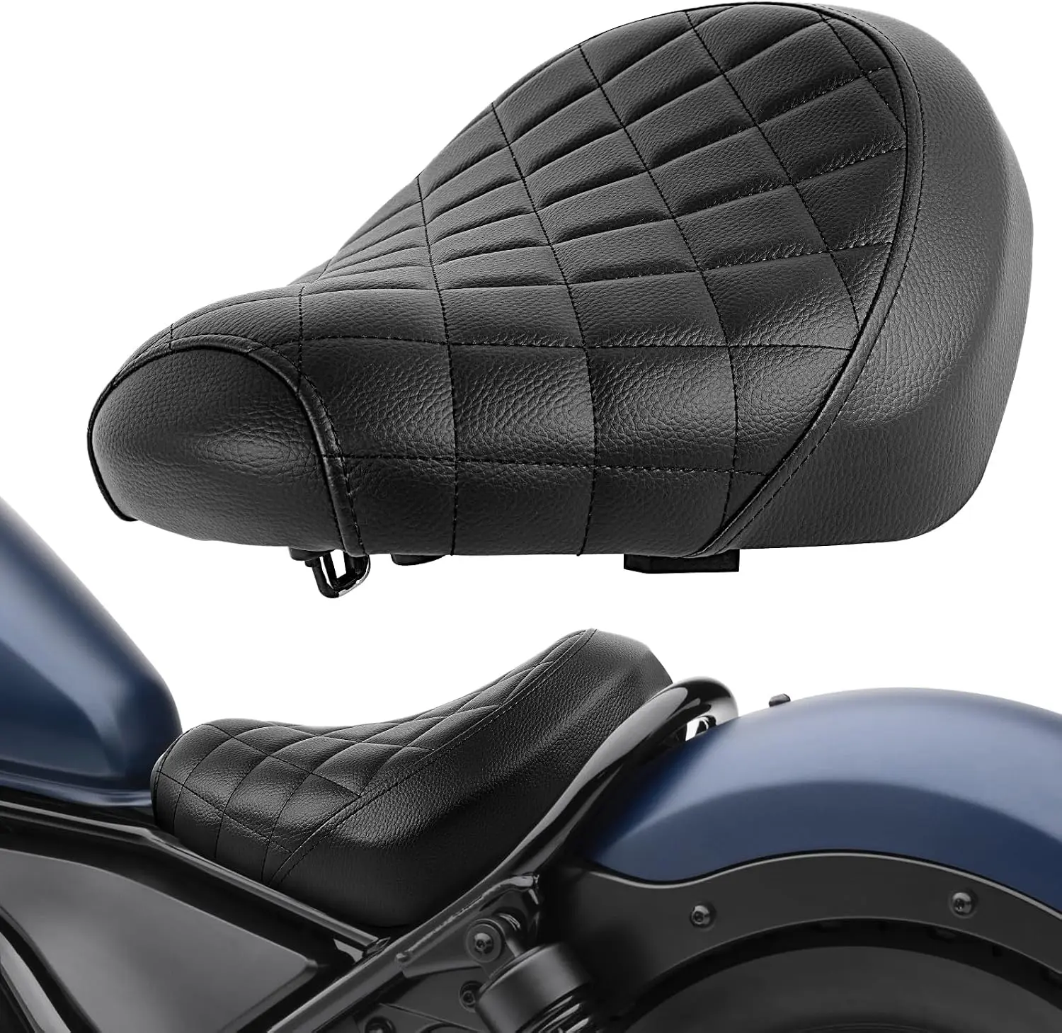 Motorcycle Solo Seat Silicone Cushion Front Rider Fit Honda Rebel CMX1100 2021-2025 Black Rhombus Pattern Rider