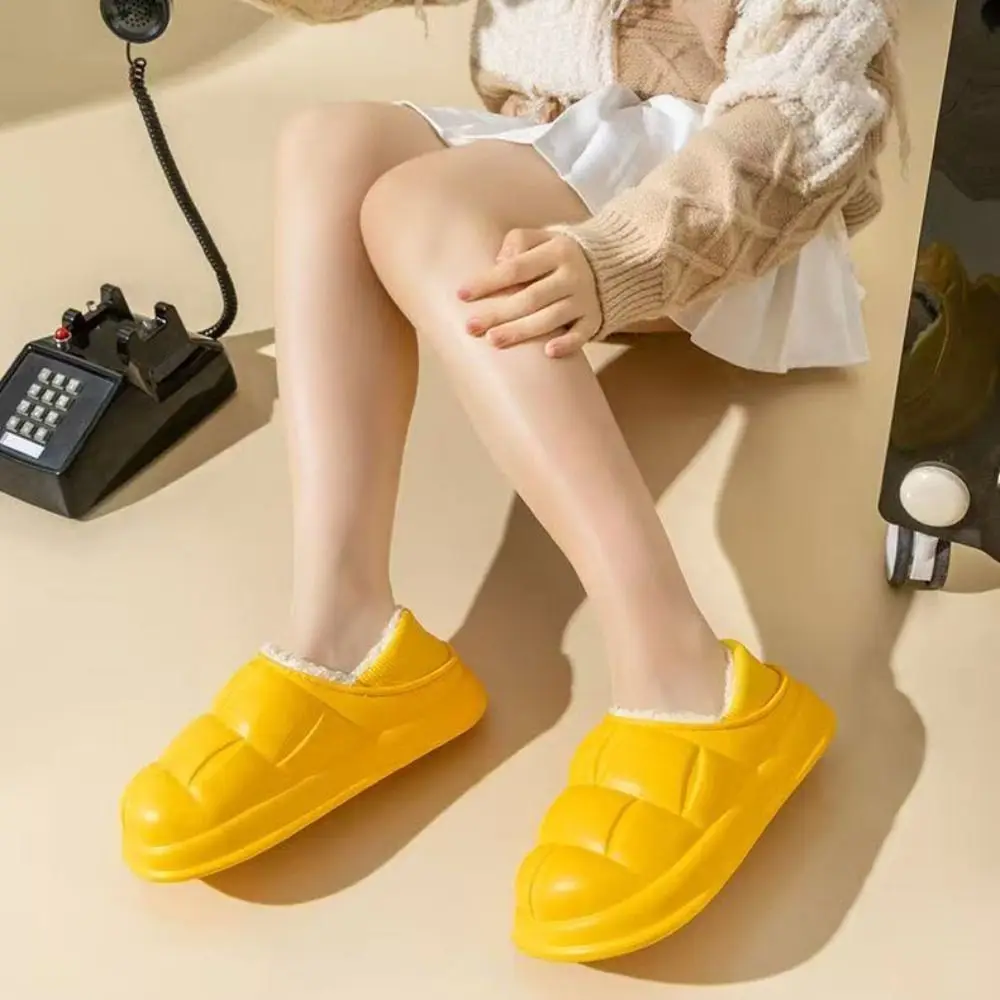 Added Velvet Winter Cotton Slippers Thick Soled Lightweight Breathable Non Slip Cotton Shoes Comfortable Soft