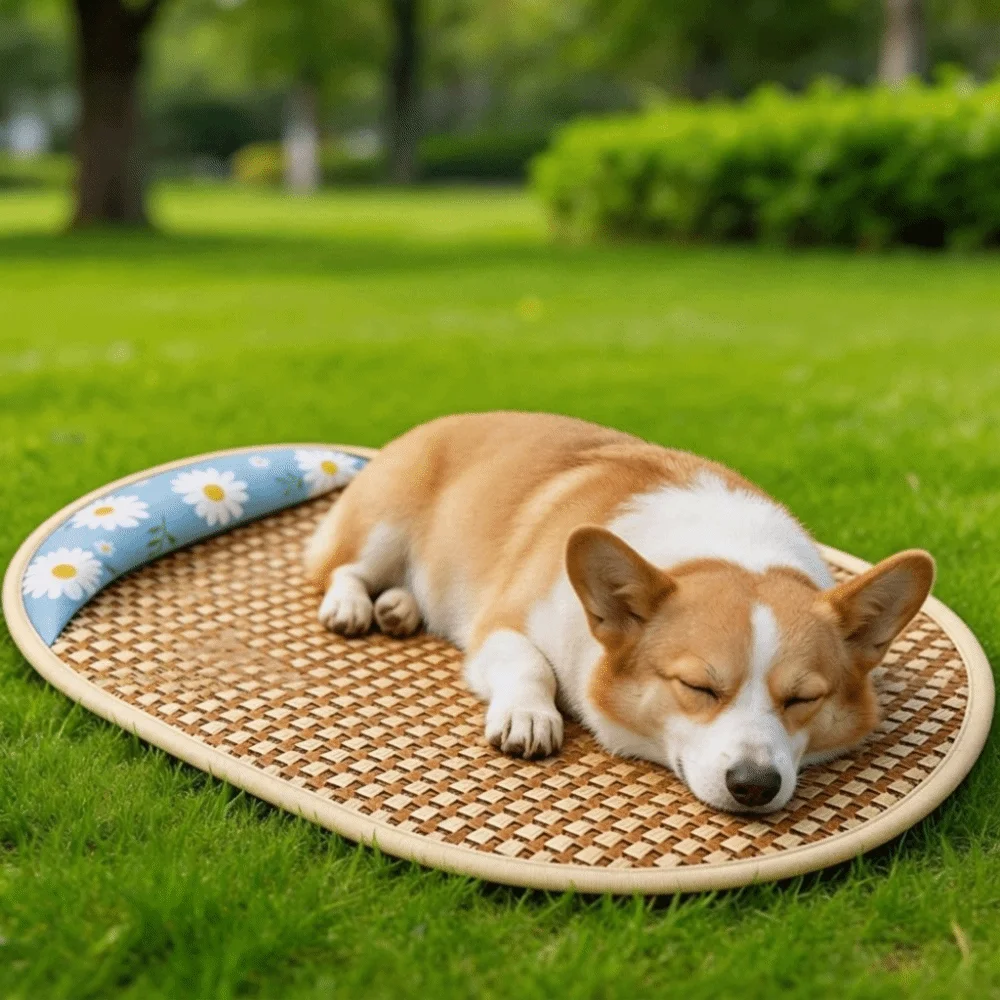 High Qulity Breathable Pet Cooling Mat Woven Design Cooling Gel Cat Bed Mat Non-Slip Washable Summer Sleeping Pad Indoor Use