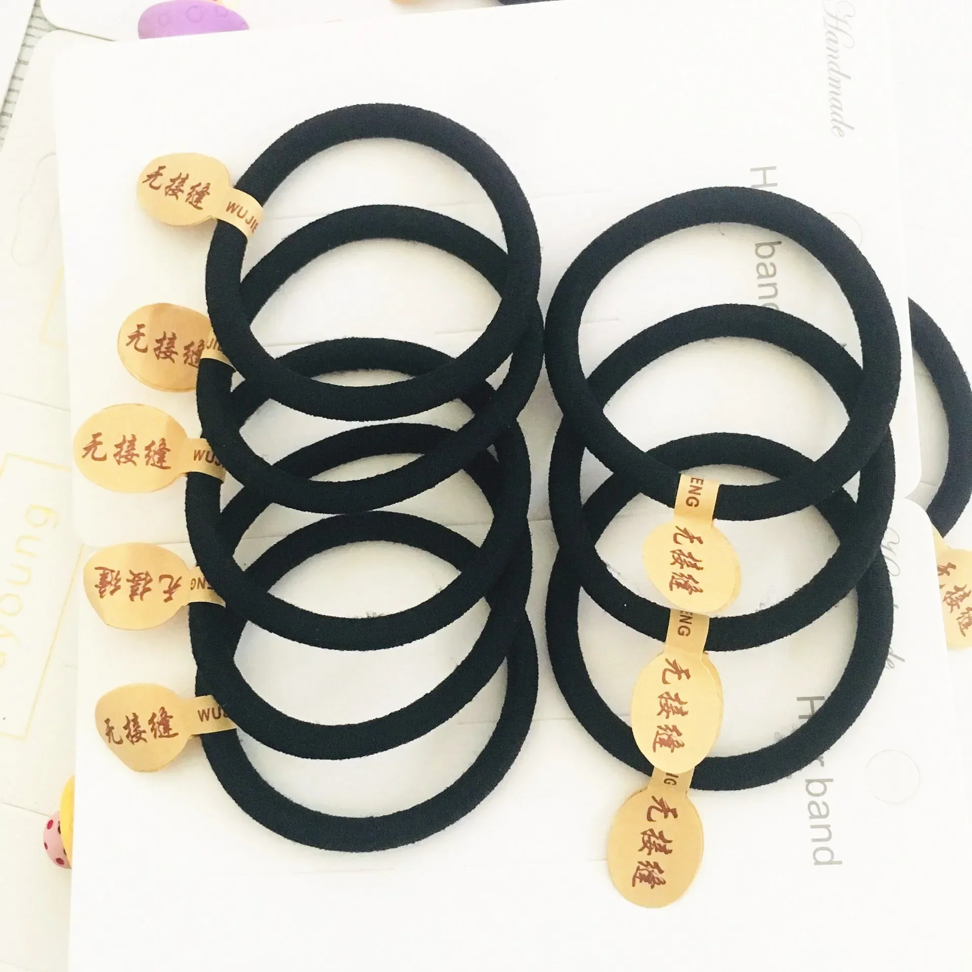 10/20/50PCS/set Korean Style Gold Beads Black High Elastic Hair Tie Rubber Band Hair Tie Headband Hair Accessories Wholesale