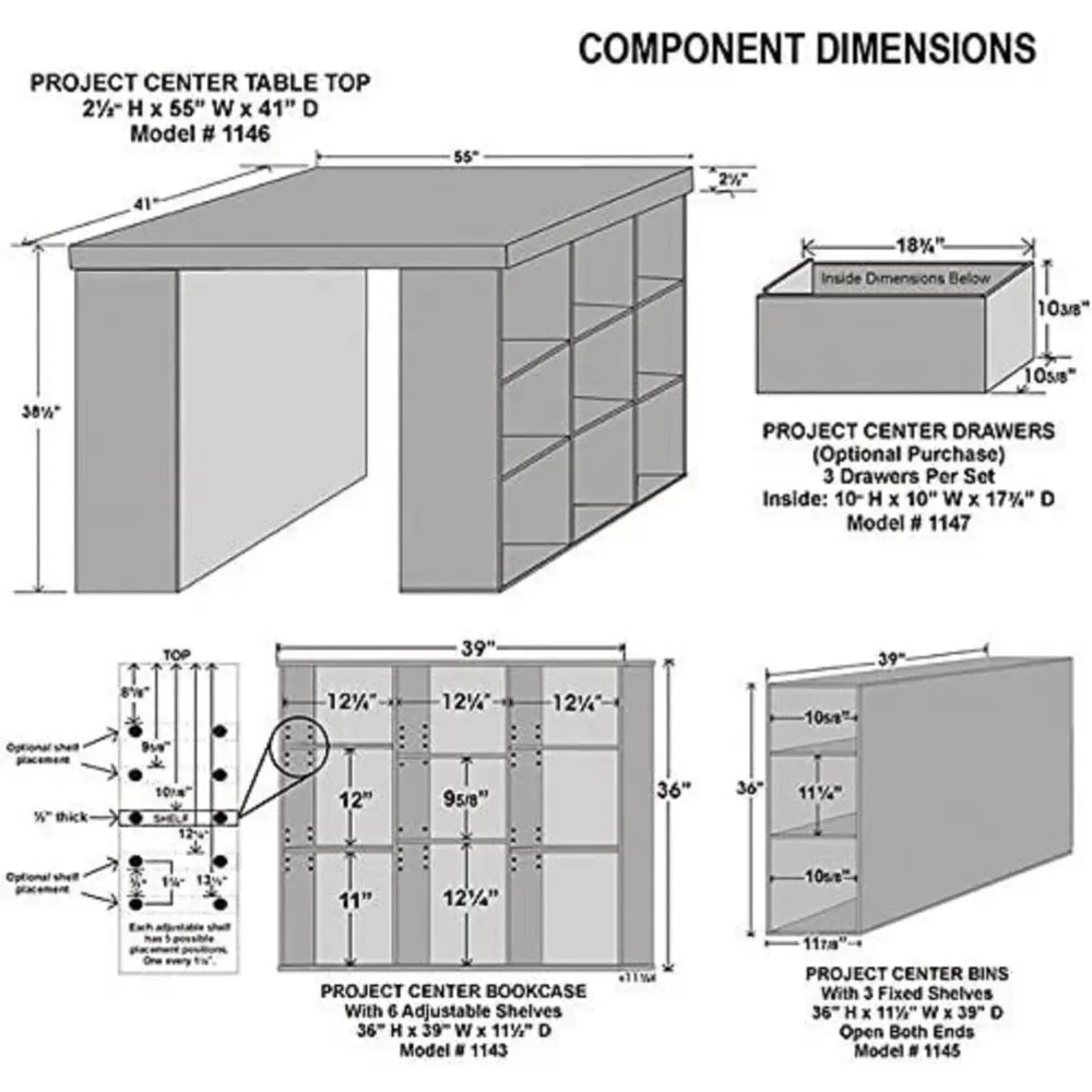 Project Center Desk With Two 9-Cubby Bookcase Sides (Walnut)|