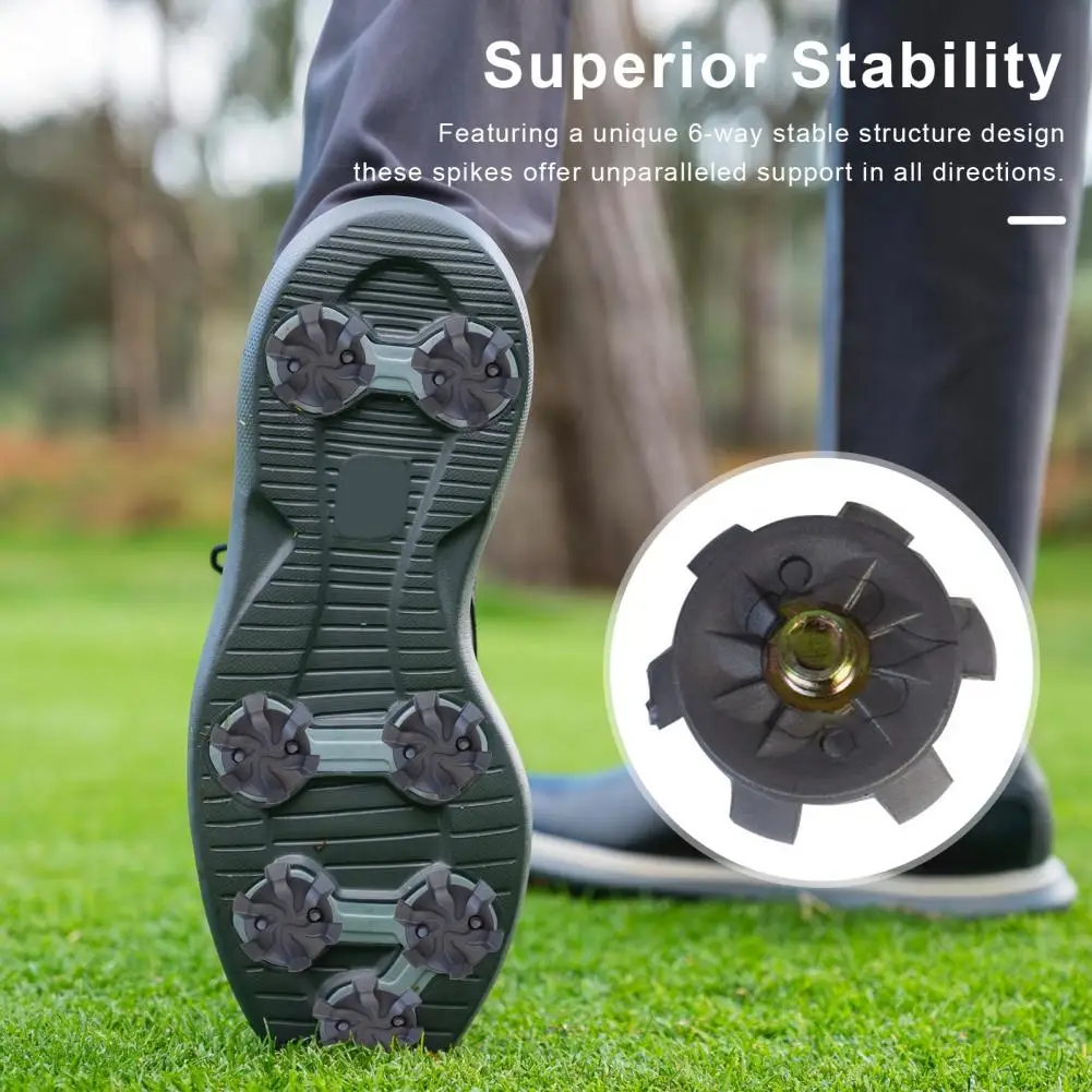 20Pcs Golf Shoe Spikes with Wrench Outdoor Shoe Spikes Replacements Golf Cleats Metal Thread Screw 6-way Golf Spikes