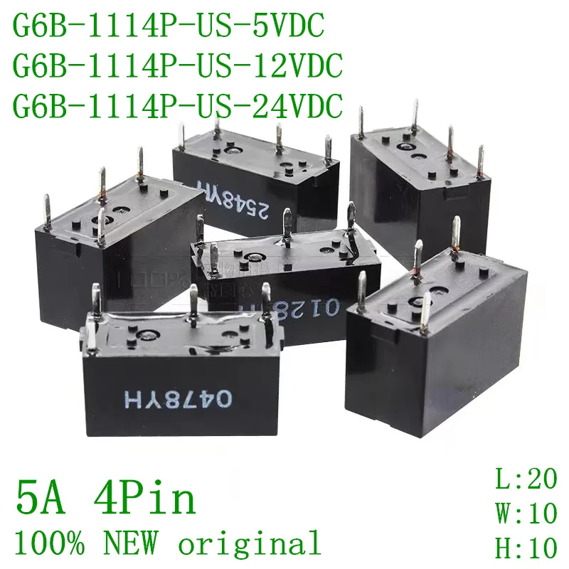 10pcs 100% NEW original G6B-1114P-US-24VDC G6B-1114P-US-12VDC 5V 12V 24VDC 5A 4Pin