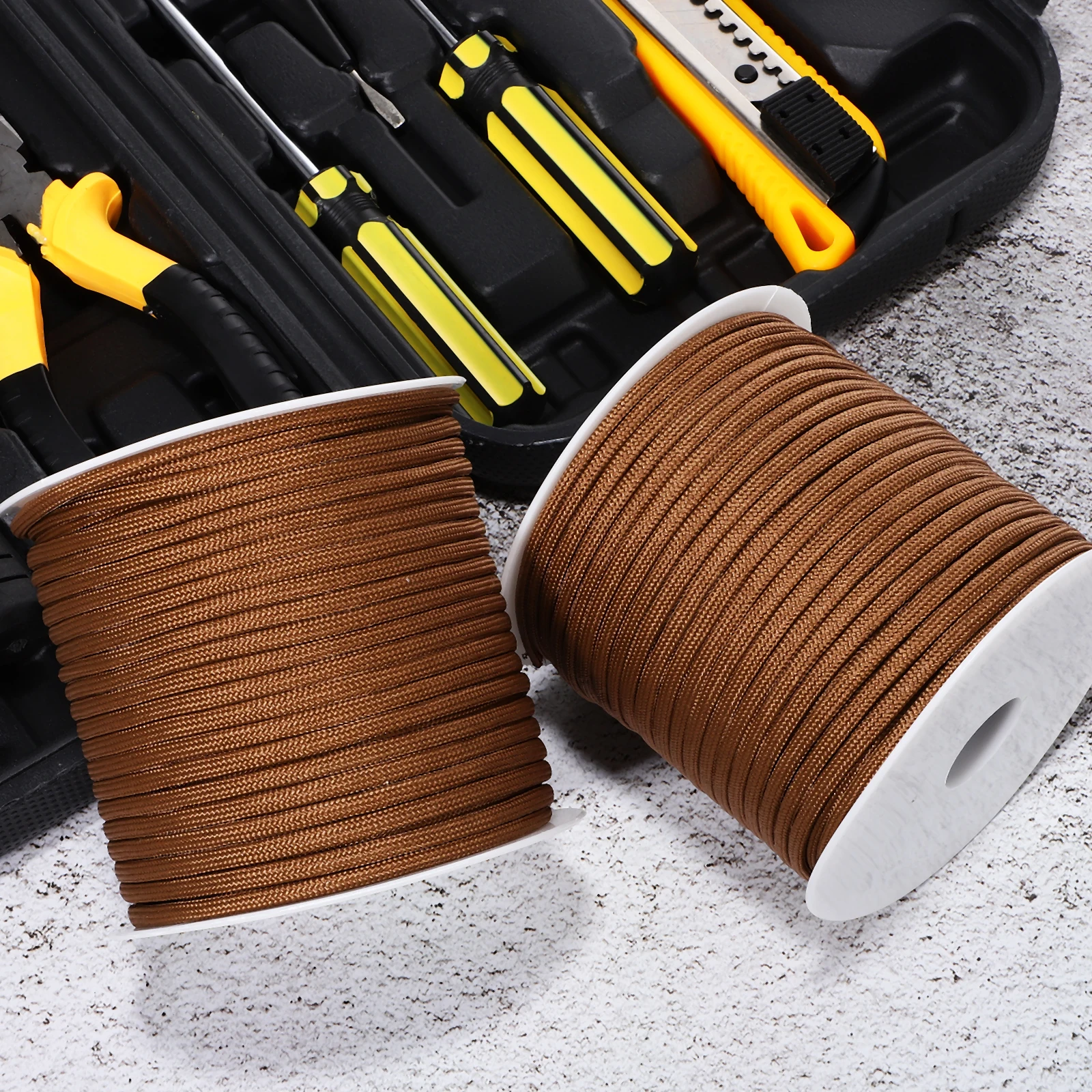 

2 Rolls 50M Brown Para Outdoor Camping Rope Hiking Tarp Craft Safety Cord High Strength Durable Multi Purpose Cord For Tent