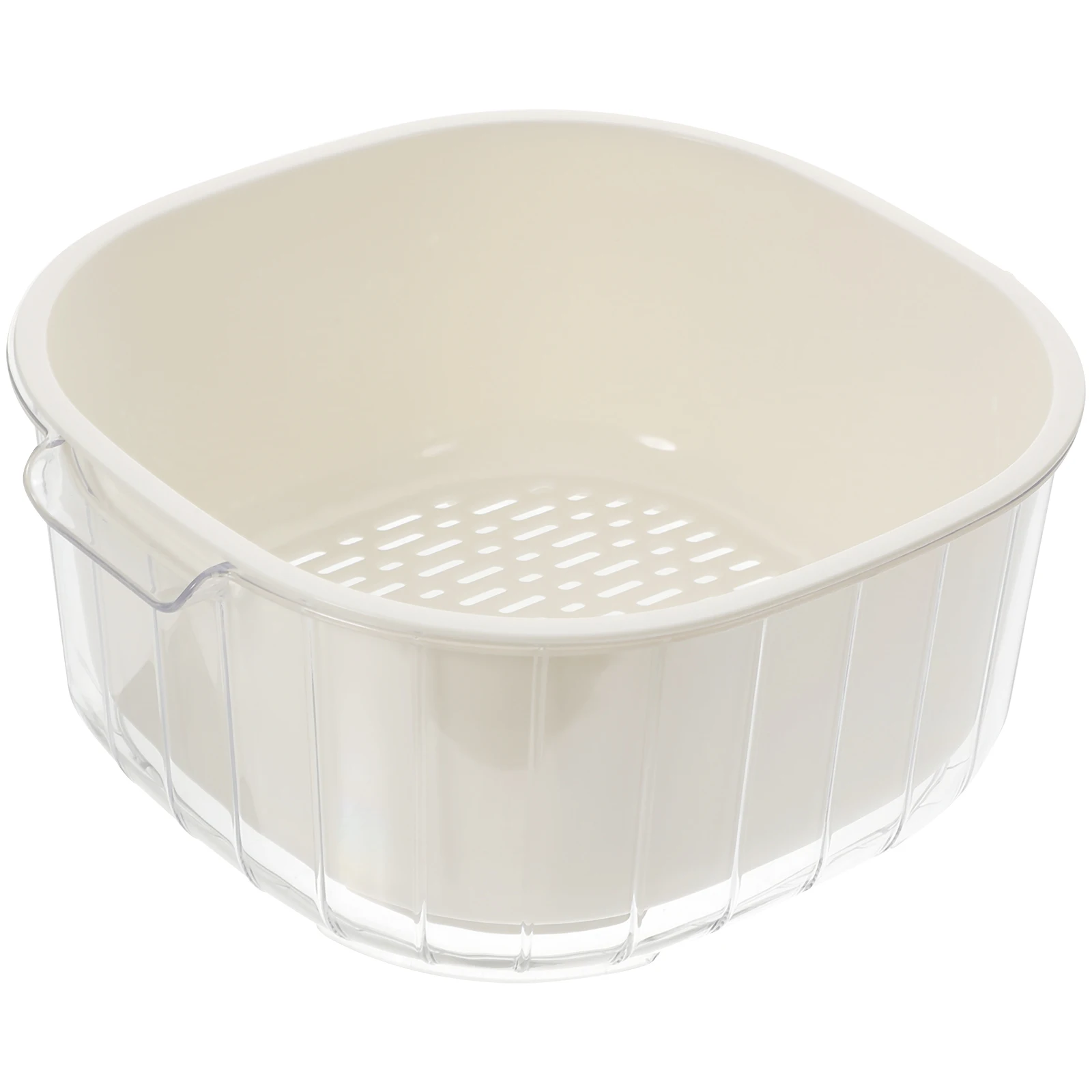 

Double Layer Vegetable Washing Basket White Medium Lightweight PP PET Material Fruit Draining Strainer Pasta Colander for Dual