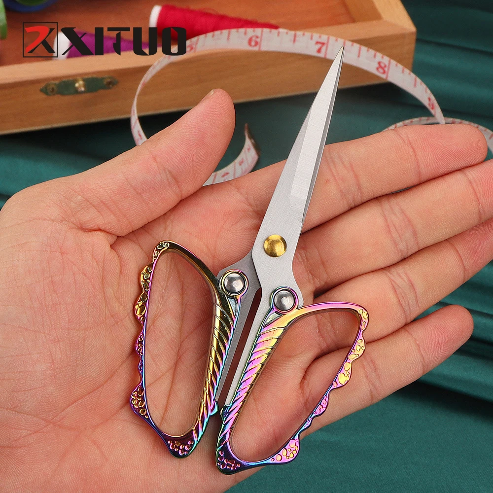 XITUO Exquisite Butterfly-shaped Retro Scissors Multifunction Small Shear Knife Beauty Paper-cut Utility Kitchen Tool Scissors