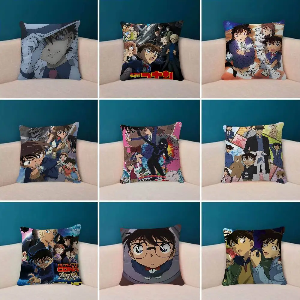 Kissenbezug aus Plüschstoff, weicher, doppelseitig bedruckter Sofakissenbezug, Dekokissenbezüge, Anime D-Detective C-Conan