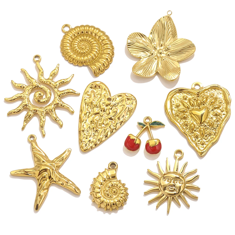 5pcs Stainless Steel Gold Charms For Jewelry Making DIY Women Necklace Earrings Jewelry Pendants Accessories Craft Charms Bulk