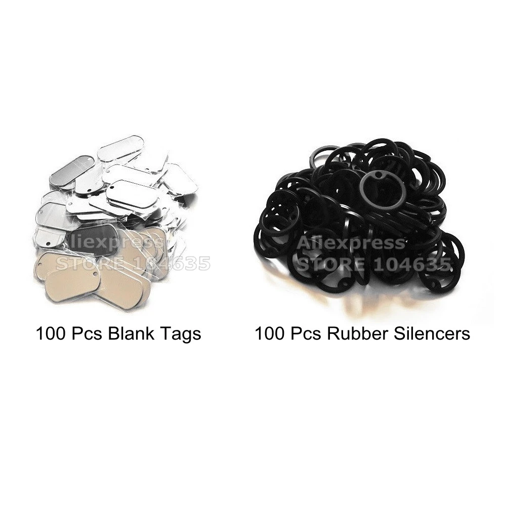 

Tag Stainless Steel Silencer Cover Id Silicone Dog Pet Tags With Snap Military ID Card Necklace Jewelry Supplies For DIY Making