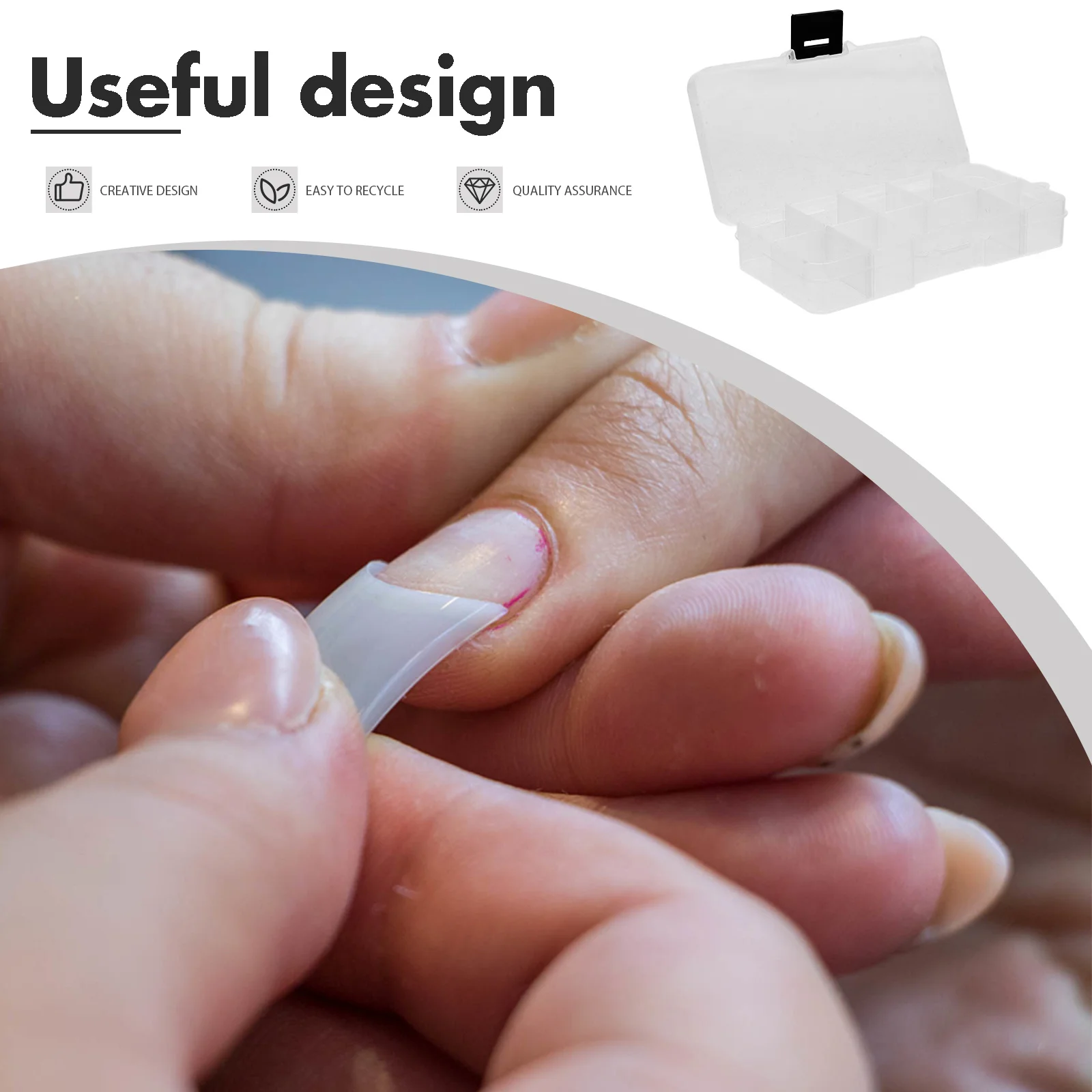 Custodia organizer trasparente per punte per unghie da 4 pezzi Texture pratica Design leggero per gli amanti delle unghie Scatola per decorazioni per manicure ovunque e ovunque