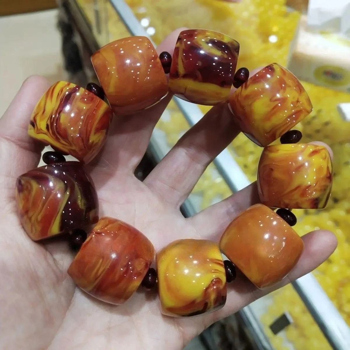 

AMBER BRACELET Gift Natural Baltic Amber Beads Chunky Ladies Lucky Inspiration Meditation Handmade Men's Bohemia Relief Mala