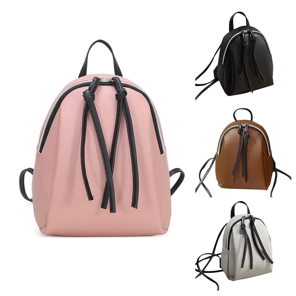 Mini mochila de couro do plutônio bolsa de ombro pequena das mulheres com zíper de borla bolsa de bagpack escolar de couro feminino para grils adolescentes