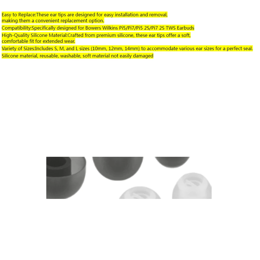 

6Pcs Silicone Ear Tips Earplugs for Bowers Wilkins Pi5/Pi7/Pi5 2S/Pi7 2S TWS Specifical Eartips Reusable Easy Installation