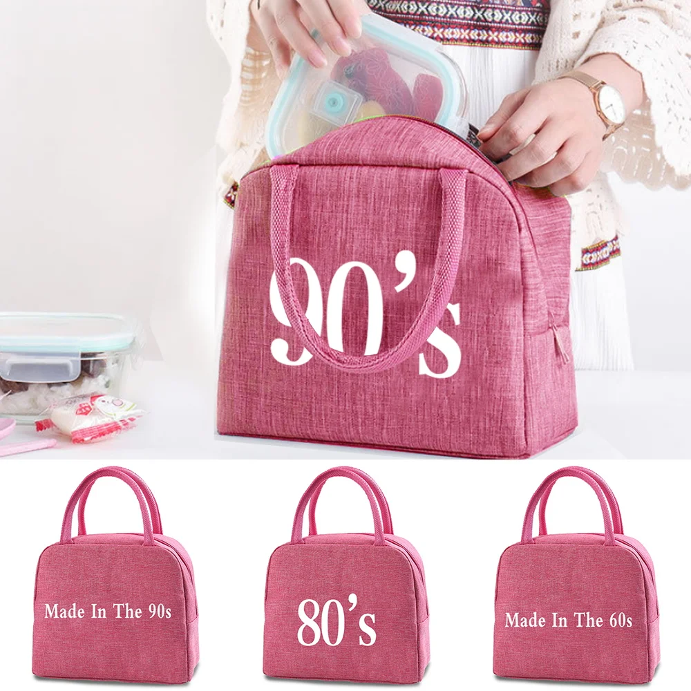 

Years Printing Lunch Bags Insulation Cooler Bag Dinner Bag Picnic Travel Food Storage Breakfast Thermal Food Bag Canvas Handbags