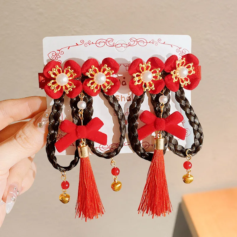 

New Year's Small Gifts for Children, New Year's Greetings Headwear, Bow Hair Clips, 2026 New Style Tassel Small Clips, Children's Gifts