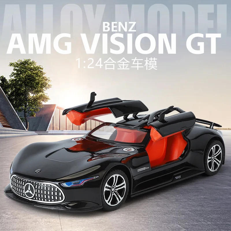 

Масштабная модель суперкара AMG 1:24, литая под давлением, из сплава, с функцией отката, звуком, светом, открывающимися дверями, для декора дома, подарок для детей и мальчиков