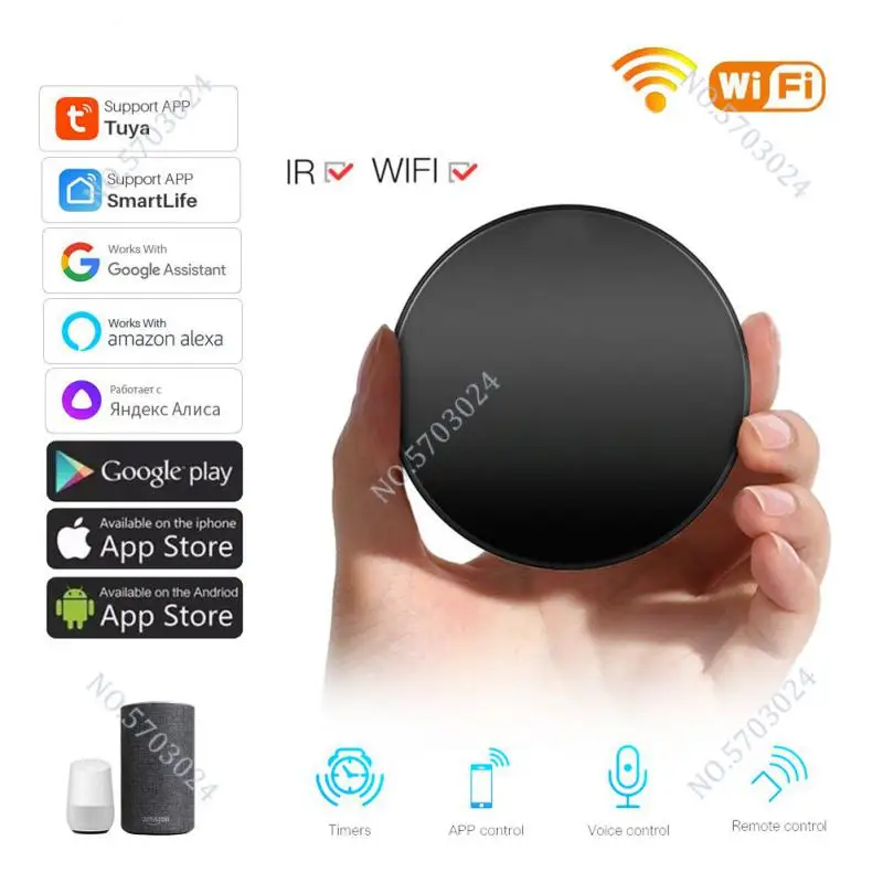 TUYA-Télécommande Universelle Infrarouge Intelligente, Wifi IR, pour TV, DVD, AUD, AC, avec Alexa et Google Assistant