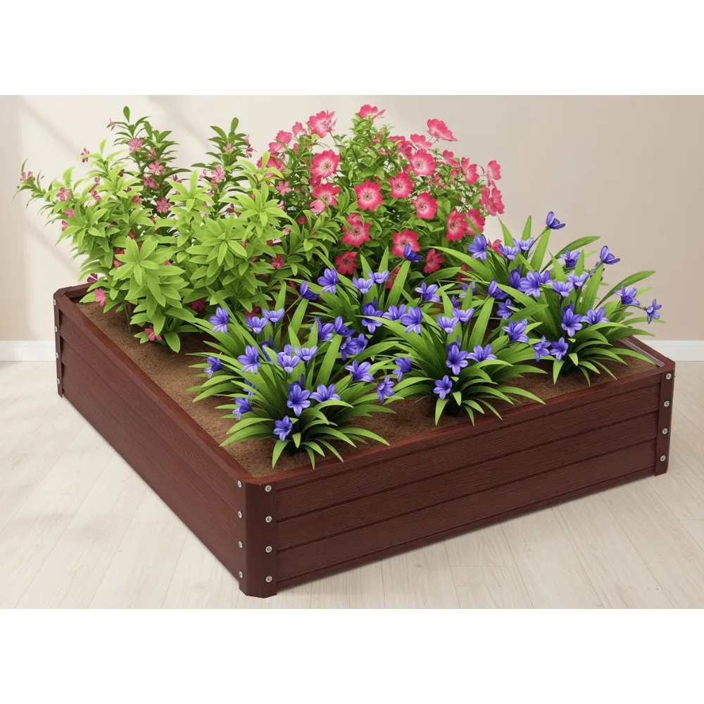 

4x4ft Galvanized Steel Raised Garden Bed, Open Bottom Planter Box for Vegetables Flowers Herbs, Easy Assembly Outdoor Gardening