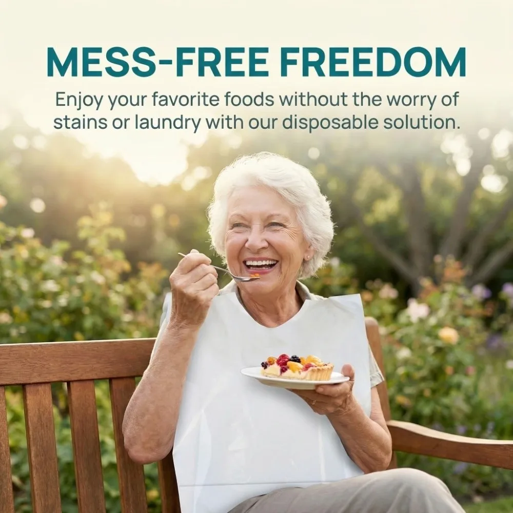 

Comfortable Waterproof Disposable Bibs PE Oil-Proof Clothing Protector Soft Universal Adult Aprons for 25/50/100PCS Hospital