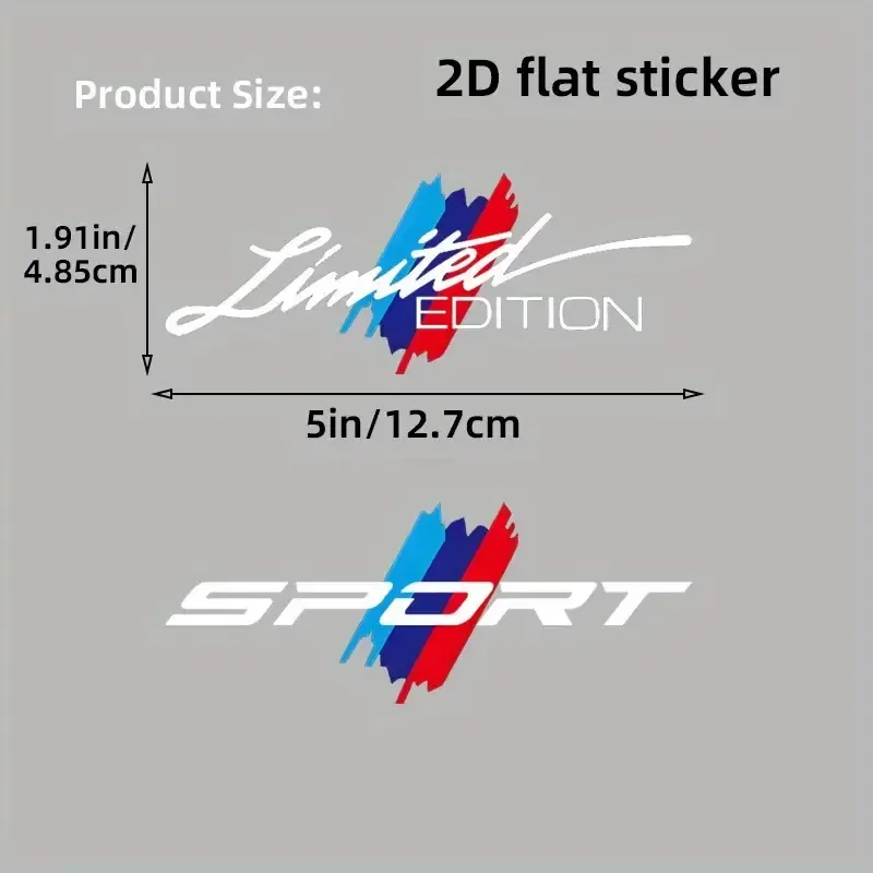 2Pcs SPORT Limited Edition Car Stickers – Black/White Tri-color Splash Waterproof Vinyl Decals for Auto Body Decor