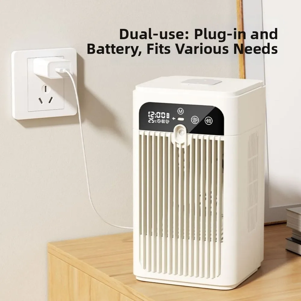 Digital Display Desktop Humidifying Fan Safety Lock Intelligent Timing Silent Spray Fan Energy Saving 370ml Mist Electric Fan