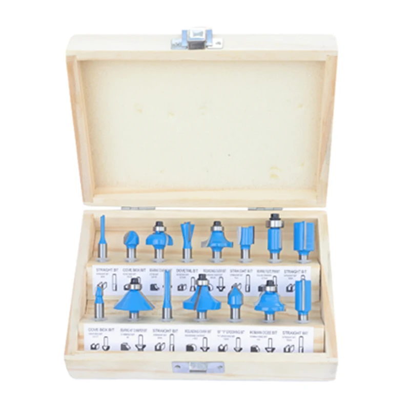 Imagem -02 - Shank Router Bit Conjunto para Carpintaria Fresa Embalado em Caixas de Madeira Face Mill Carbide Cutter mm 6.35 mm mm 12.7 mm 15 Pcs