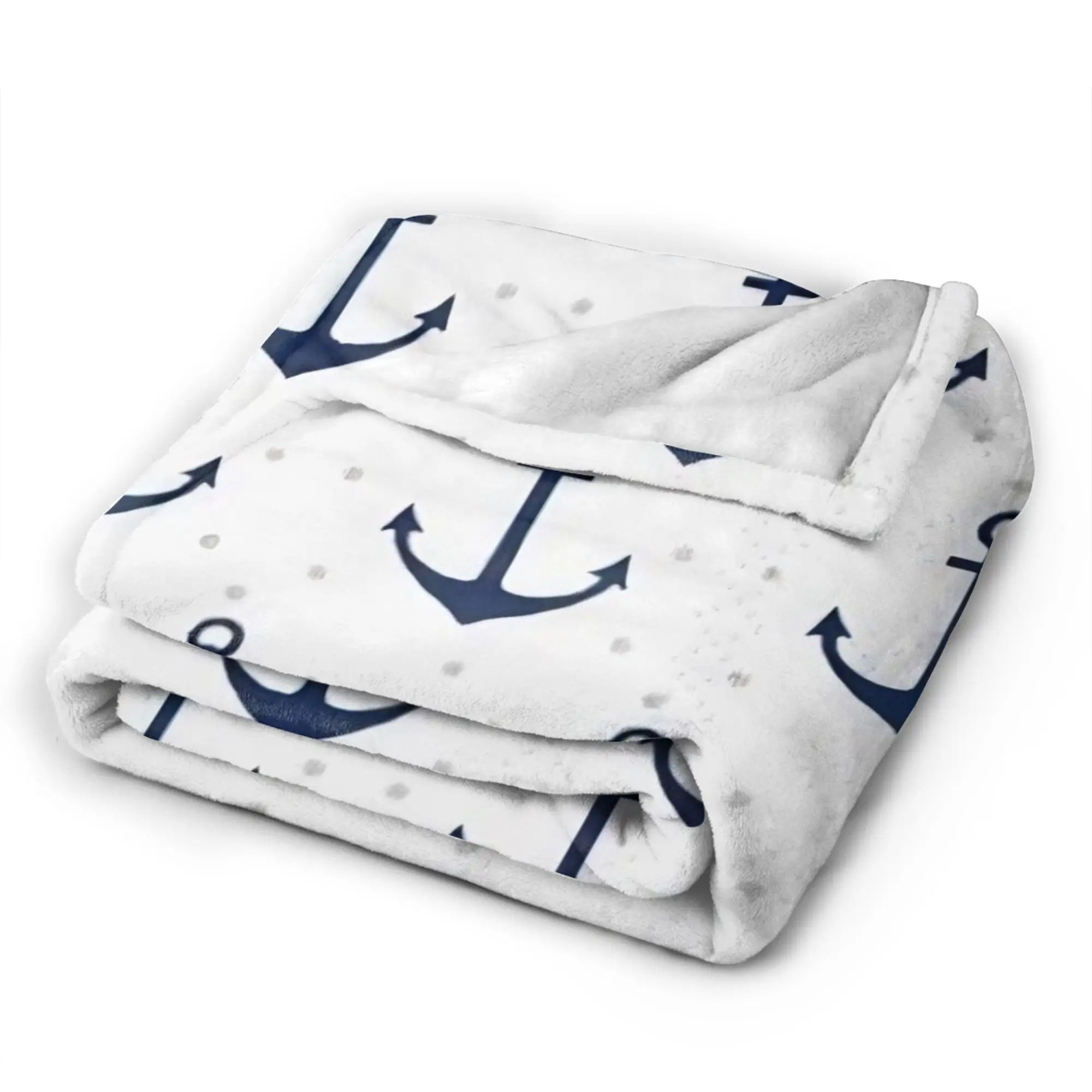 Nautical Anchor Boat Plush Blanket Girls Boys  Flannel Bedding Throws For Couch Chair Sofa Bed Soft Warm Design