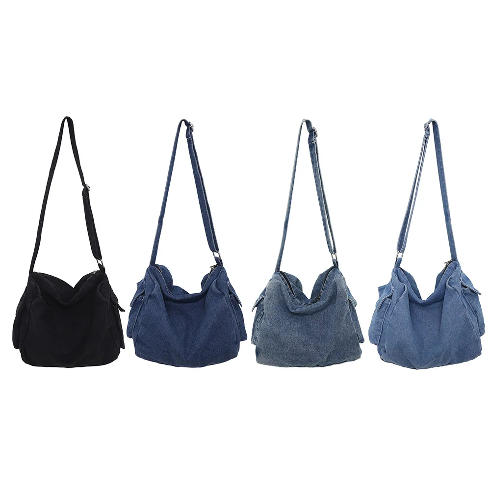 Sac à Main Rétro en Denim pour Femme, Fourre-Tout de Grande Capacité, Sangle Réglable, Poudres à Bandoulière, Vintage, Sacoche Décontractée