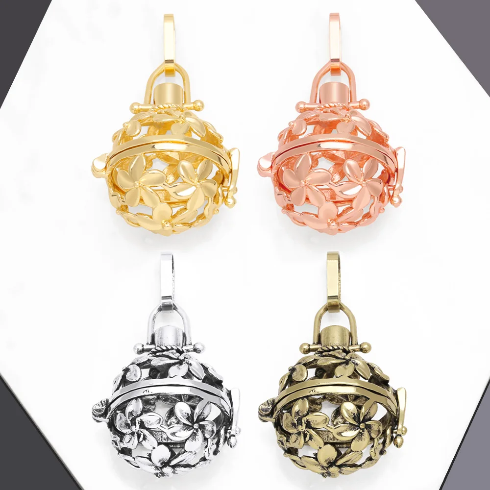 OCESRIO Big Harmony Ball Necklace Pendant for Pregnancy Copper Gold Plated Wishing Ball Gifts Chime Bola Wholesale pdtb122