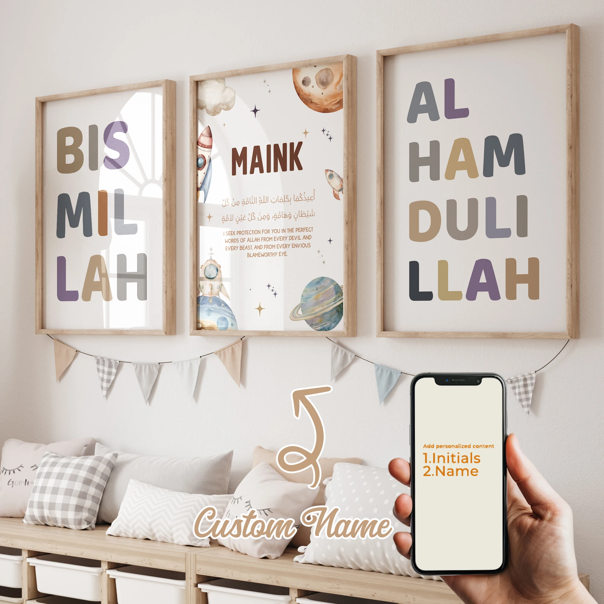 3pcs Personalized Custom Name Cartoon Scripture Prayer Wall Art Print Picture Canvas Poster Painting For Living Room Home Decor image 3