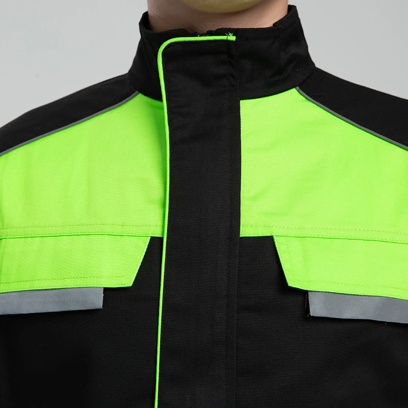 Men\'S Work Suit Printed Logo Reflective Strip Long Sleeved Factory Workshop Uniform Mechanic Repairman Welding Work Clothing Top