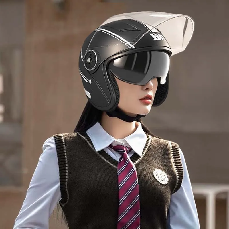 Dual-mirror half helmet electric bicycle/scooter safety protection equipment with motorcycle helmet available in 4 colors