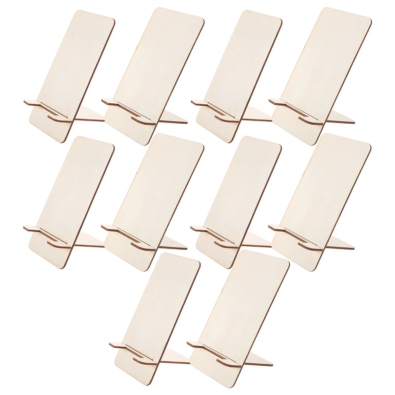 

10pcs Wooden Phone Stand Sturdy Desk Holder Cell Tablet Portable Detachable Foldable Craft Diy Unfinished Home Office Travel