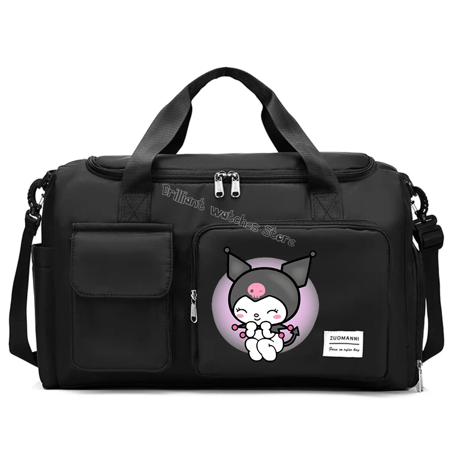 Kuromi Travel Bag Cartoon Anime Training Fitness Sports Gym Yoga Bag Separate Wet Dry Luggage Bag Large Capacity Travel Handbag