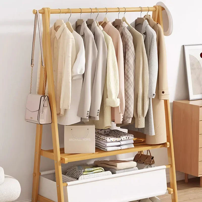 

Foldable Floor Hanger for Dorm Bedside Small Space Saving Portable Garment Rack with Hooks Clothes Bag Storage Organizer