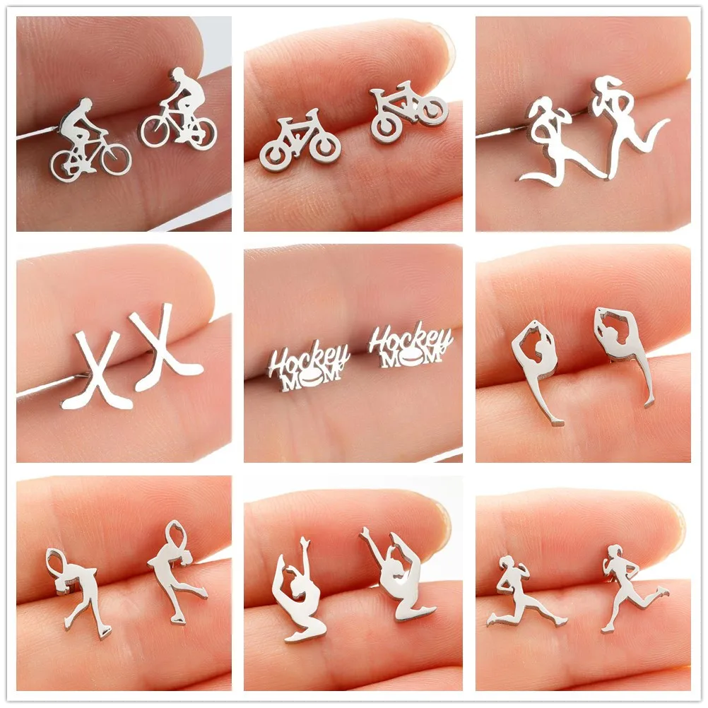 Kleine Fahrrad-Ohrstecker für Damen und Herren, hypoallergen, Edelstahl, modisch, Fitness, Sport, Ohrpiercing, Fahrrad-Schmuck, Geschenk
