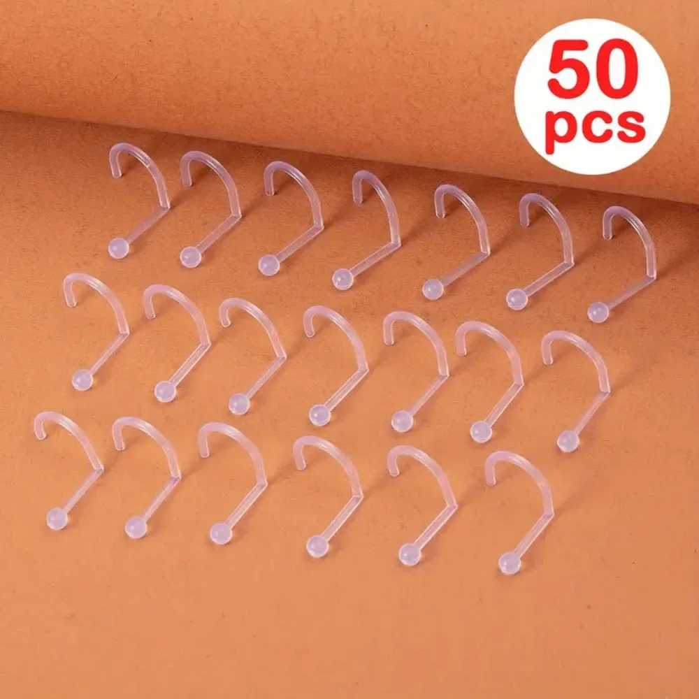 10-100pcs Clear Acrylic Nose Rings Transparent Nose Piercing Stud Earring Screw Invisible Nostril Bar for Women Men Retainer Bod