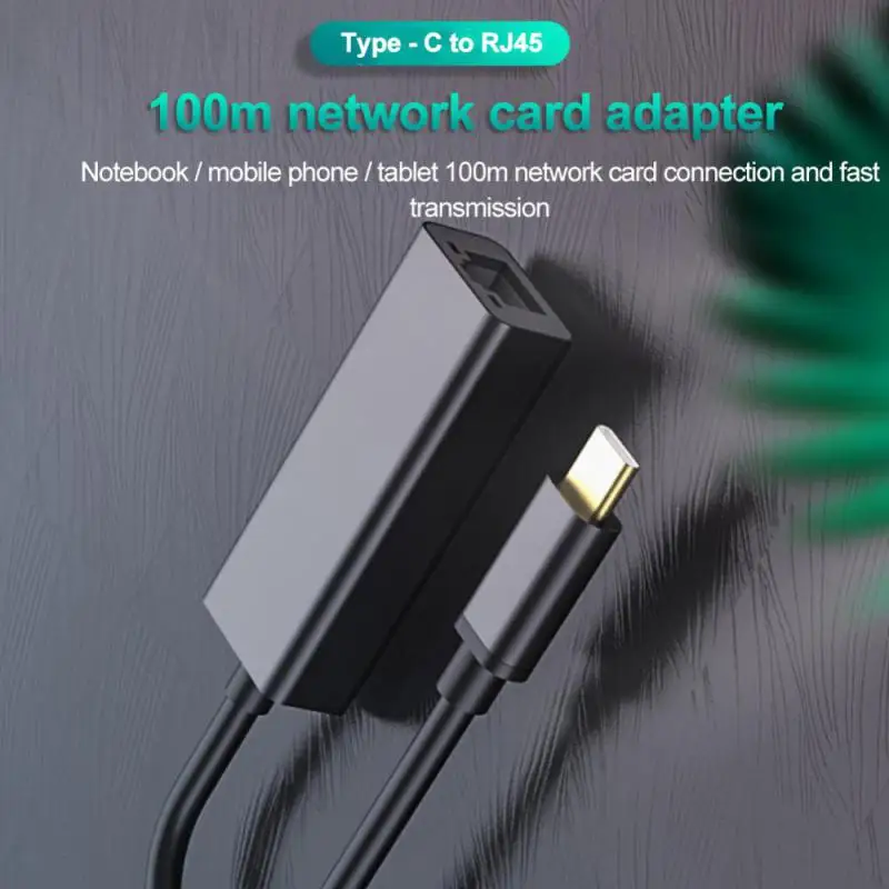 Usb Type-c إلى Rj45 10/100mbps Lan كابل الإنترنت 100 ميجابايت الألومنيوم Usb نوع C محول إيثرنت مستقر