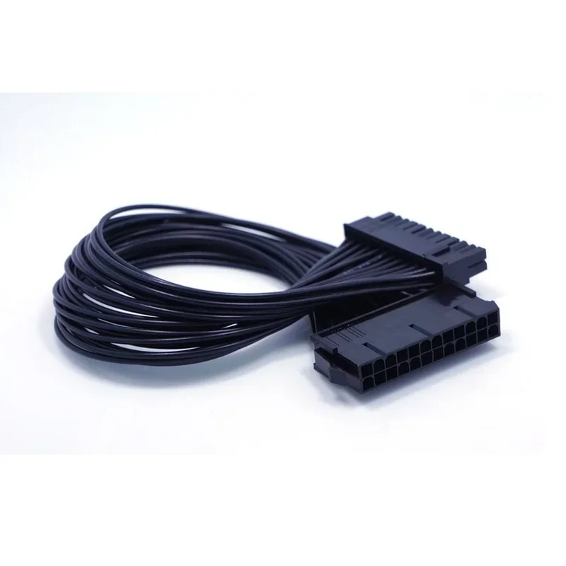 PSU Power Supply 24 Pin Extension Cable Splitter for ATX Motherboard, 24Pin To 24(20+4) Pin 12 Inch/ 30cm Black 24BB