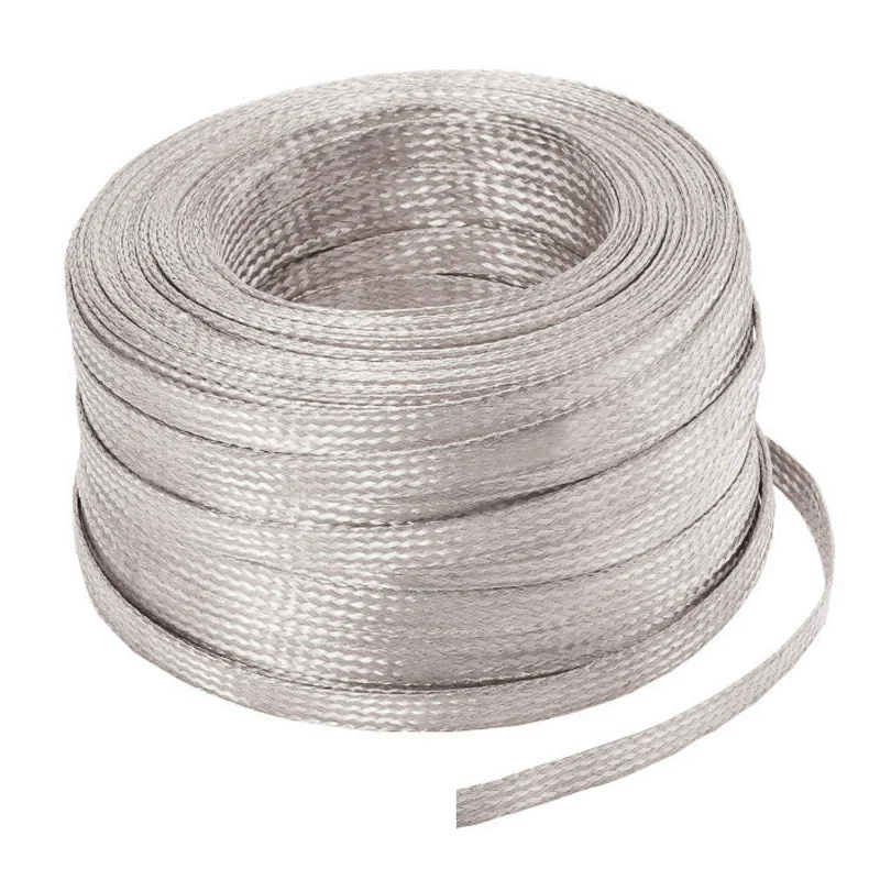 15mm Width 8mm² square bare copper wire braided copper tape tinned copper braided wire ground wire ground wire copper wire braid