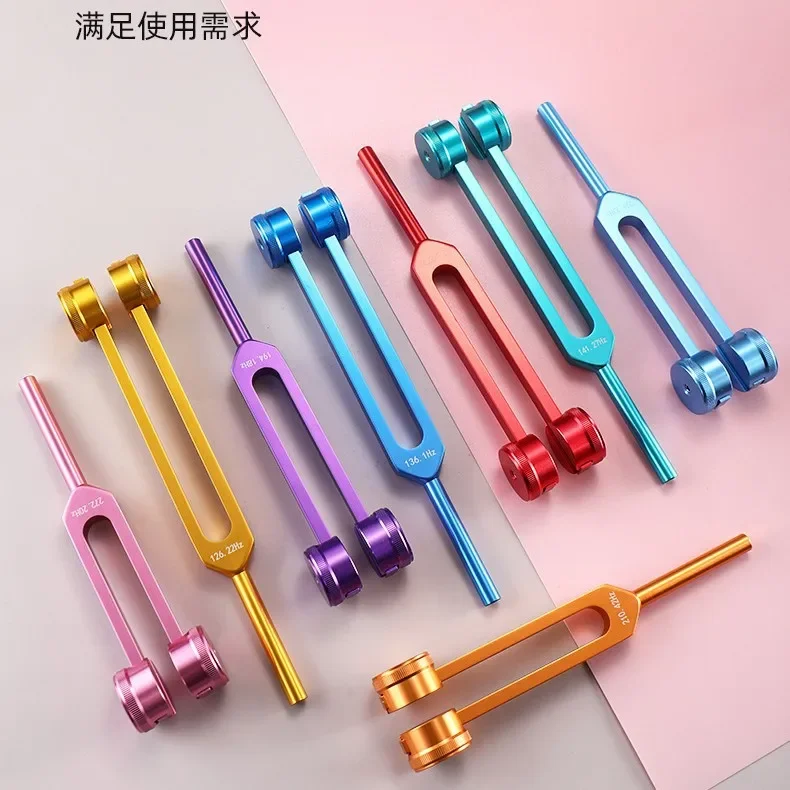 1PC Eight Colored Aluminum Alloy Tuning Forks 126.22 136.1 141.27 172.06 194.18 Tuning Fork Set