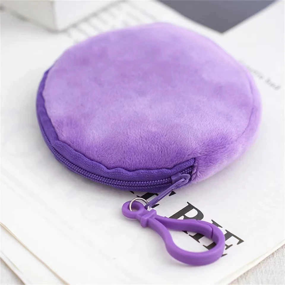 Kids Accessories Solid Color Plush Coin Purse Kids Simple Zippered Mini Key Bag Multicolor Toddler Wallet