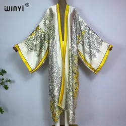 WINYI summer Africa fashion print Women Cardigan Loose Long Dress elegant Party Boho Maxi beach Holiday Cover Up Kimonos kaftan