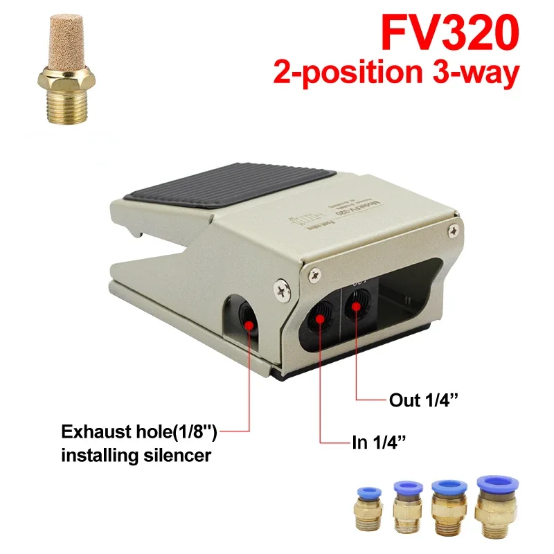 Pneumatic Foot Pedal Control switch with 4F210-08 08L Air Control Valve FV420 Foot Switch and FV320 Air Cylinder Valve 4F210-08G