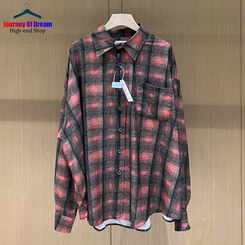 

Fashion Flip Collar OurLegacy Rose Plaid Shirt High Quality Casual Loose Oversized Mens Womens Long Sleeve Shirt